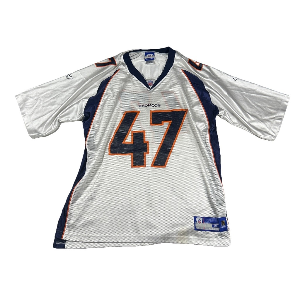 Denver Broncos White Reebok Jersey XL NFL Equipment On‎ Field 47 Lynch VTG